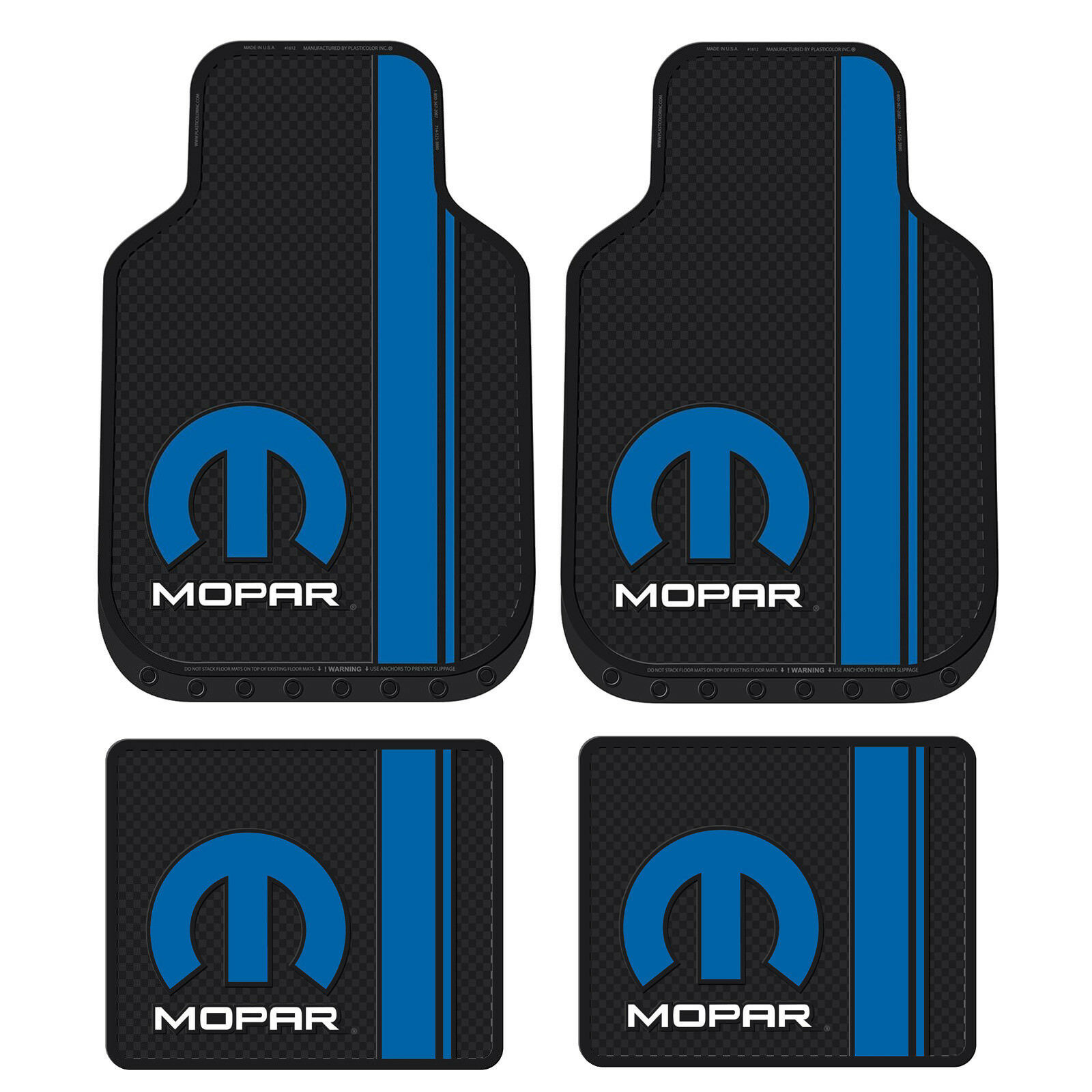 "MOPAR" 4-Pc Black Rubber Floor Mats Dodge, Chrysler, Jeep, RAM